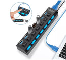 Extensão USB Hub Régua 2.0  -  7 Portas USB