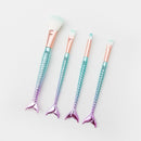 Kit 4 Pincel Sereia Para Maquiagem Blush Contorno Pó Sombra