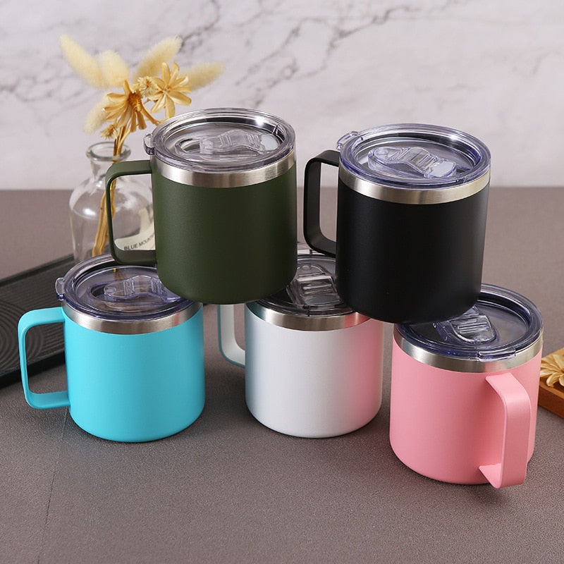 Caneca Térmica 350 ml, Isolada Vácuo Aço Inoxidável, Parede Dupla